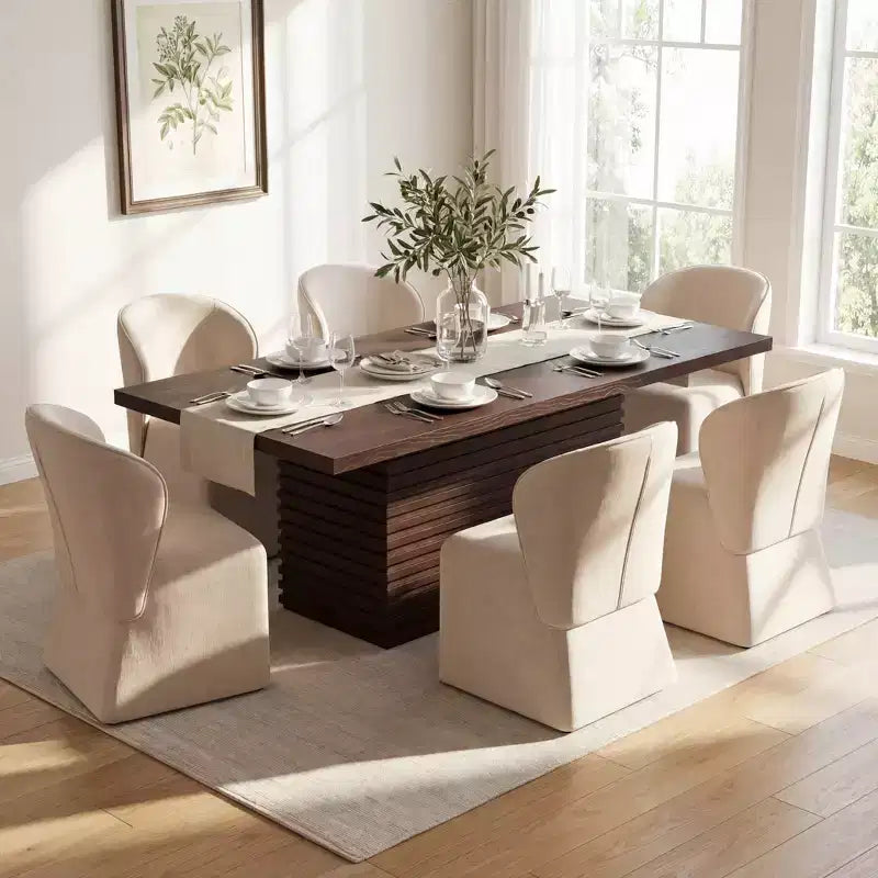 Christopher Knight Home Wichai Modern 7 Piece Wooden and Metal Dining Set with Upholstered Chairs