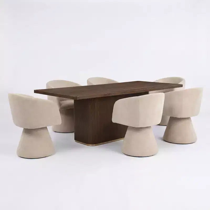 Ensemble de salle à manger moderne 7 pièces Christopher Knight Home Busaba en bois et métal avec chaises pivotantes à 180°