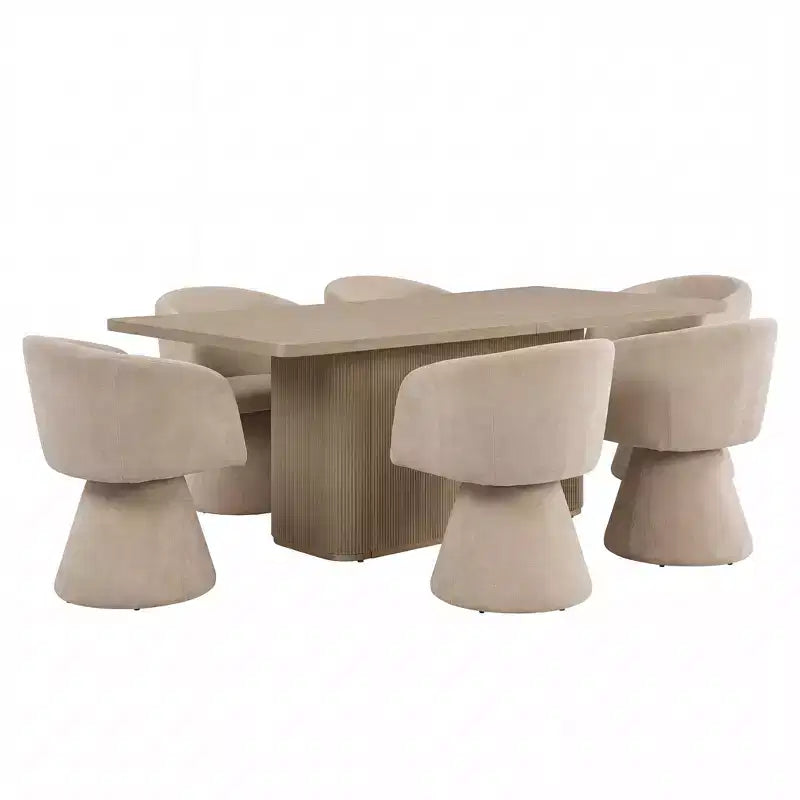Ensemble de salle à manger moderne 7 pièces Christopher Knight Home Busaba en bois et métal avec chaises pivotantes à 180°