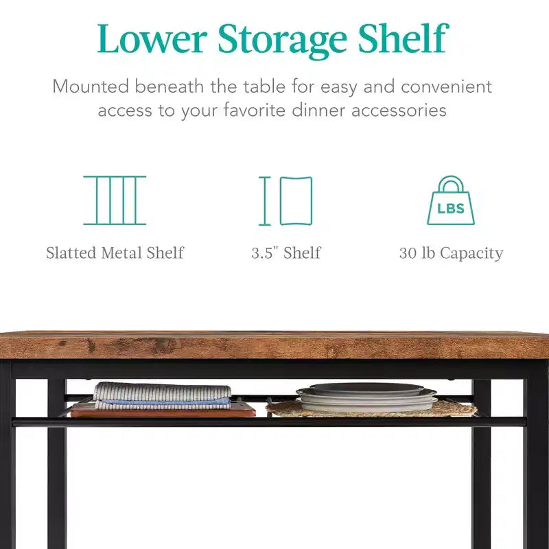 Best Choice Products 5-Piece Modern Dining Set, Kitchen Table W/ 4 Matching Chairs & Storage Rack - Medium Brown/Black