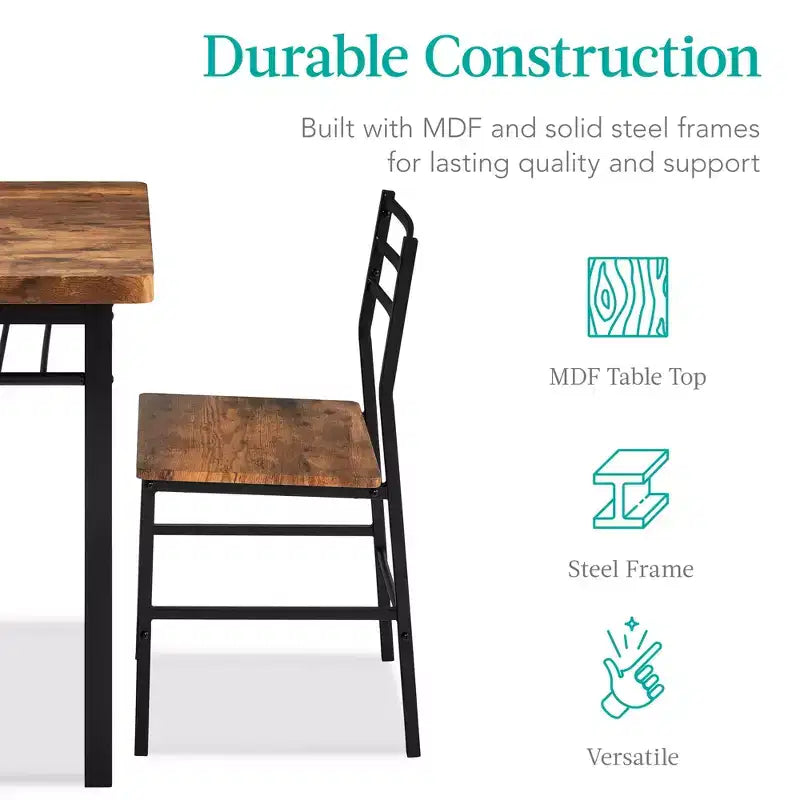 Best Choice Products 5-Piece Modern Dining Set, Kitchen Table W/ 4 Matching Chairs & Storage Rack - Medium Brown/Black