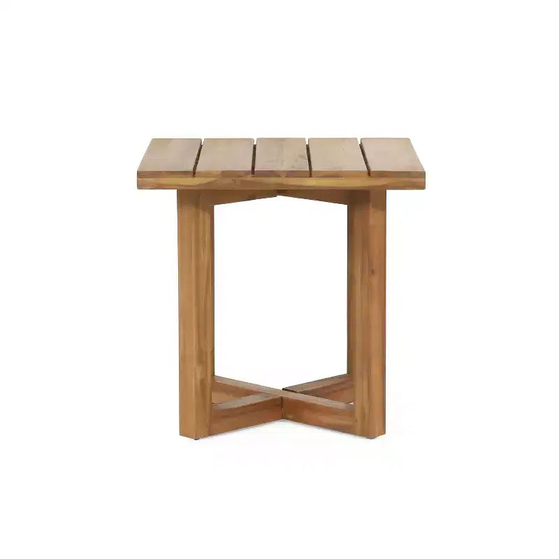 Christopher Knight Home Minho Modern 3 Piece Acacia Patio Sunlounge and Slatted Table Set with Wicker Armrest