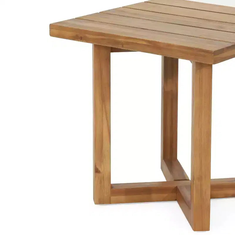 Christopher Knight Home Minho Modern 3 Piece Acacia Patio Sunlounge and Slatted Table Set with Wicker Armrest