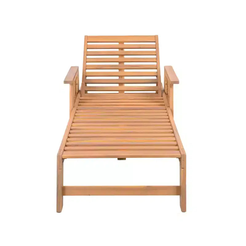 Christopher Knight Home Minho Modern 3 Piece Acacia Patio Sunlounge and Slatted Table Set with Wicker Armrest