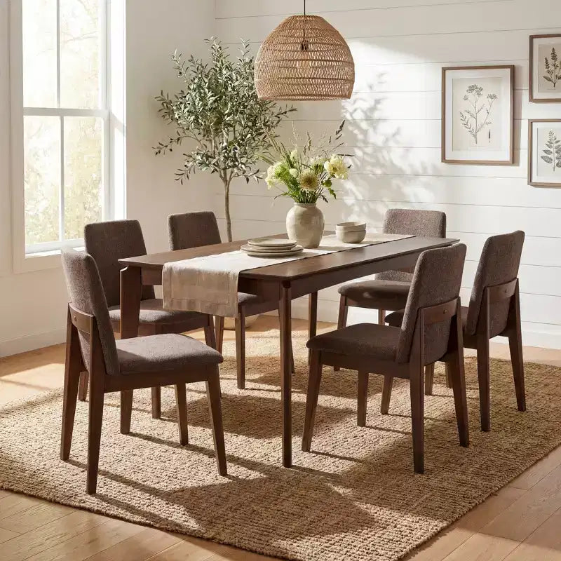 Christopher Knight Home Mireya 7 Piece Rustic Rubberwood Fabric Upholstered Dining Set