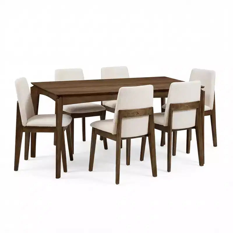 Christopher Knight Home Mireya 7 Piece Rustic Rubberwood Fabric Upholstered Dining Set