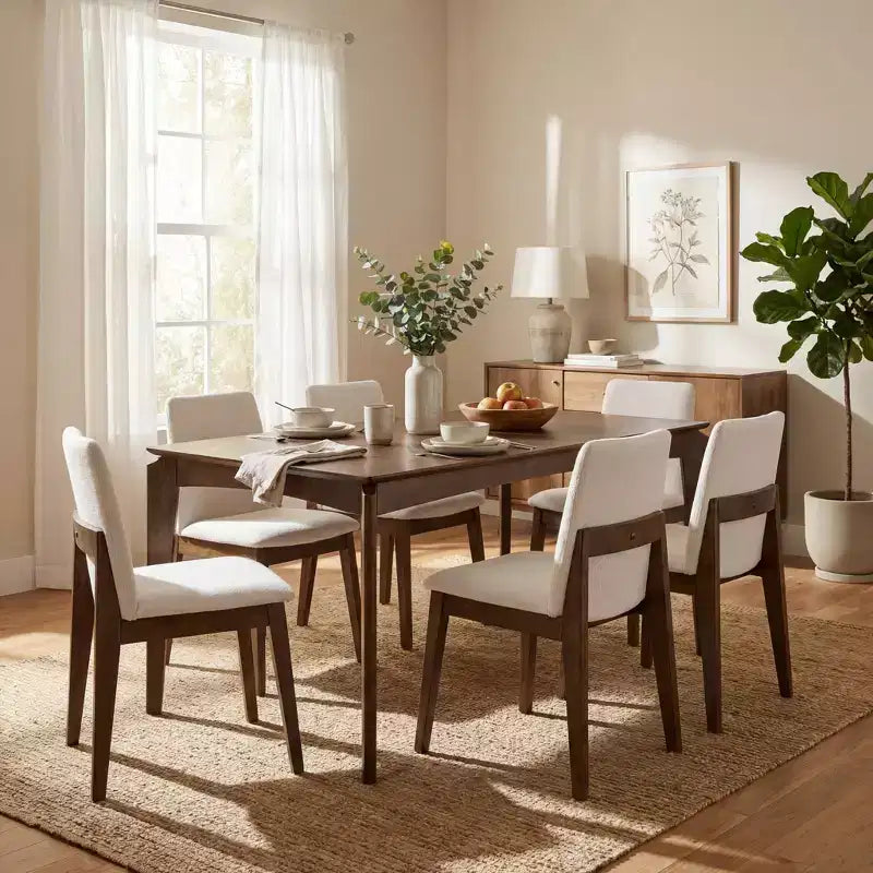 Christopher Knight Home Mireya 7 Piece Rustic Rubberwood Fabric Upholstered Dining Set
