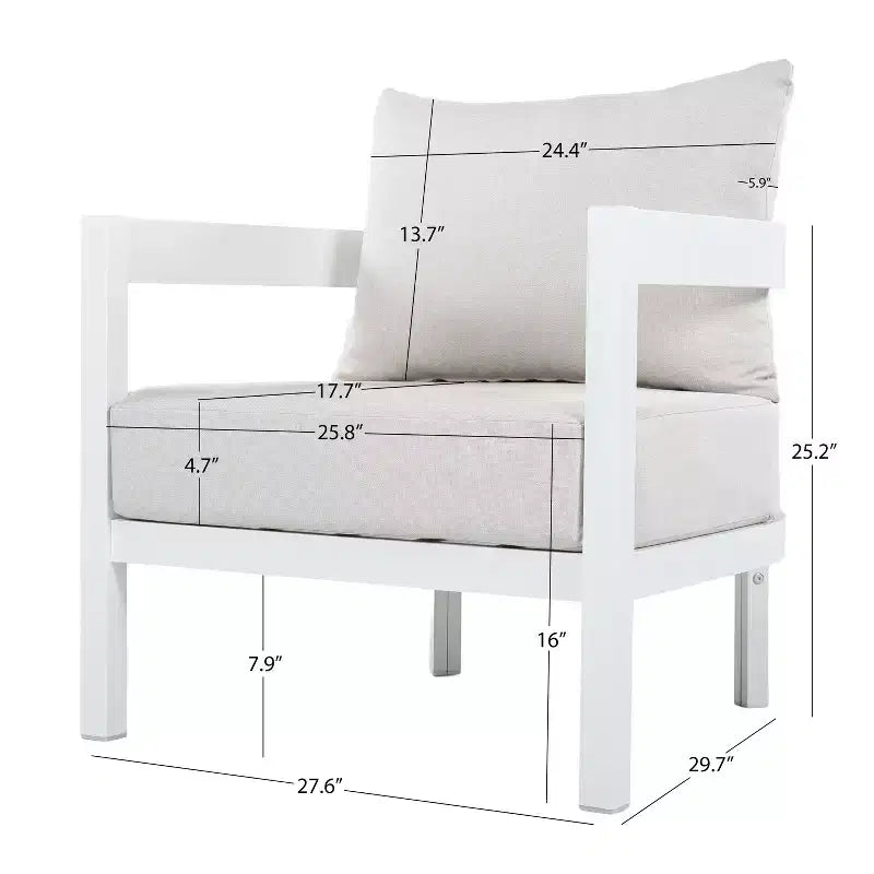 Christopher Knight Home Adriel – Salon de jardin moderne 4 pièces en aluminium avec table basse en verre
