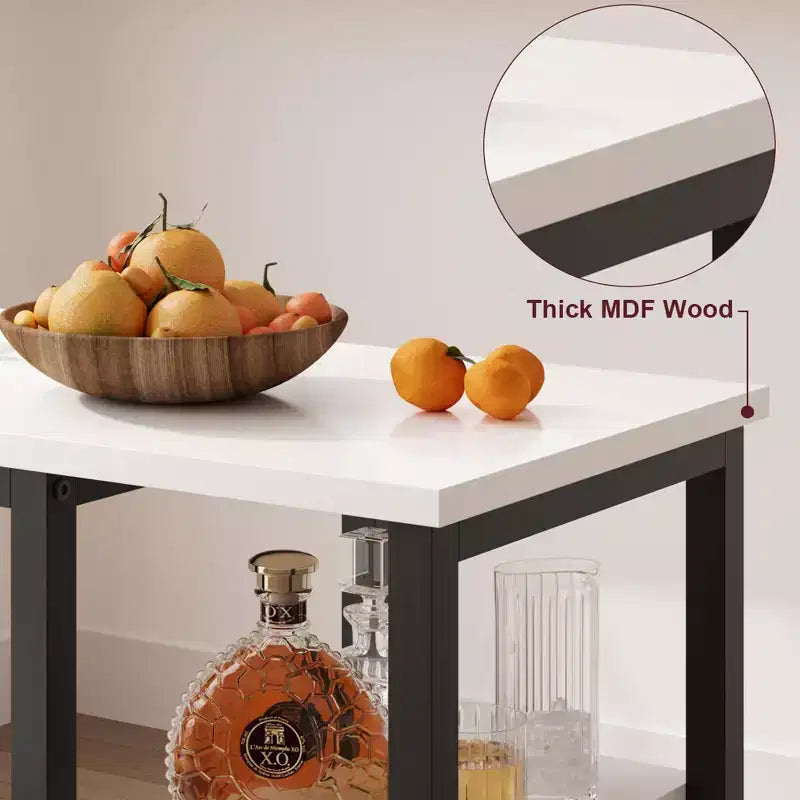3-Piece Bar Table & Chairs Set with 2 Stools & 3-Tier Storage Shelves, Space-Saving Kitchen Counter Table for Home/Kitchen