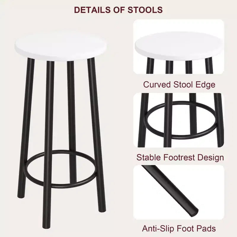 3-Piece Bar Table & Chairs Set with 2 Stools & 3-Tier Storage Shelves, Space-Saving Kitchen Counter Table for Home/Kitchen