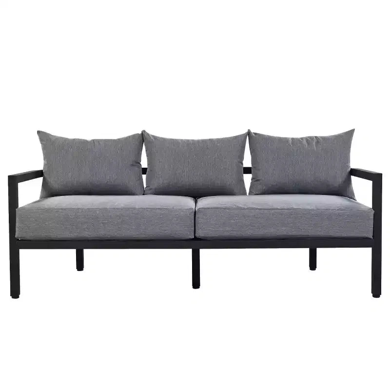 4-Piece Outdoor Steel Sofa Set with Coffee Table, Waterproof Cushions, Rust-Resistant Patio Seating for Backyard, Garden & Lawn-Panipeachy