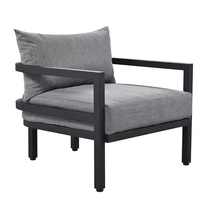 4-Piece Outdoor Steel Sofa Set with Coffee Table, Waterproof Cushions, Rust-Resistant Patio Seating for Backyard, Garden & Lawn-Panipeachy