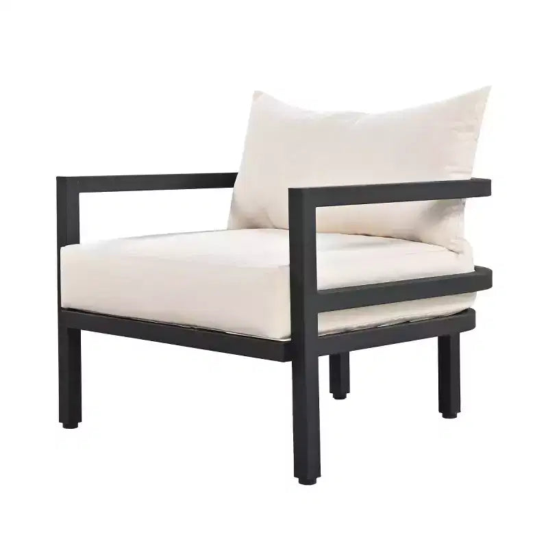 4-Piece Outdoor Steel Sofa Set with Coffee Table, Waterproof Cushions, Rust-Resistant Patio Seating for Backyard, Garden & Lawn-Panipeachy