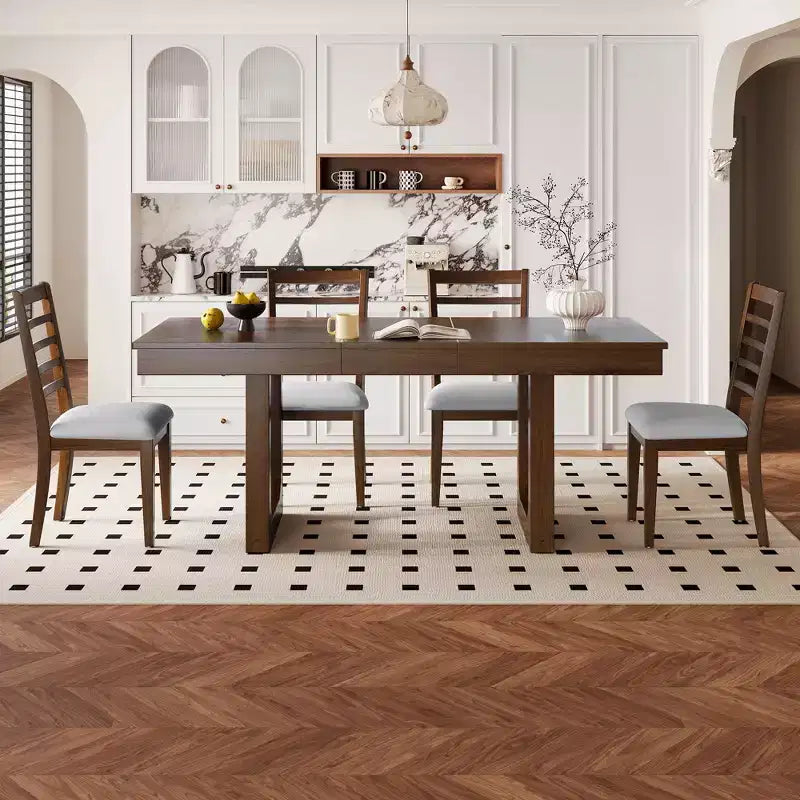 GDFStudio Gomez 5-Piece Extendable Dining Table Set with 18 Move Leaf