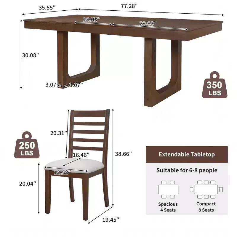 GDFStudio Gomez 5-Piece Extendable Dining Table Set with 18 Move Leaf