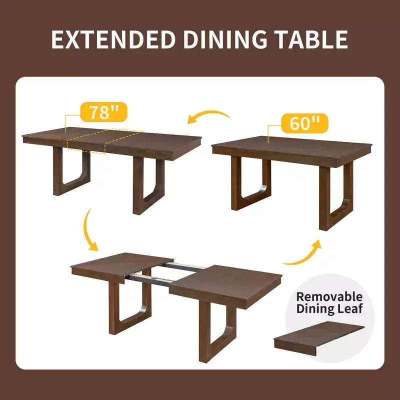 GDFStudio Gomez 5-Piece Extendable Dining Table Set with 18 Move Leaf