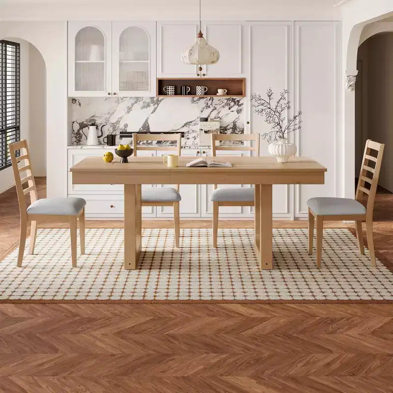 GDFStudio Gomez 5-Piece Extendable Dining Table Set with 18 Move Leaf