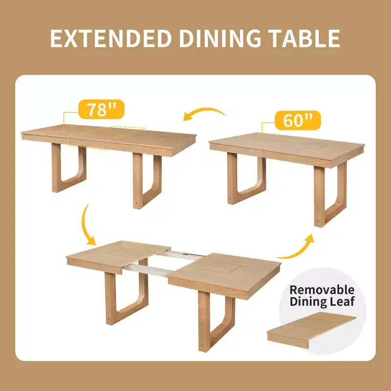 GDFStudio Gomez 5-Piece Extendable Dining Table Set with 18 Move Leaf