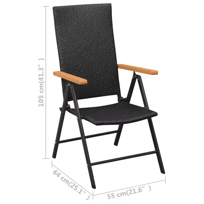 vidaXL Dining Set Black and Brown PE Rattan, WPC, Glass, Aluminum