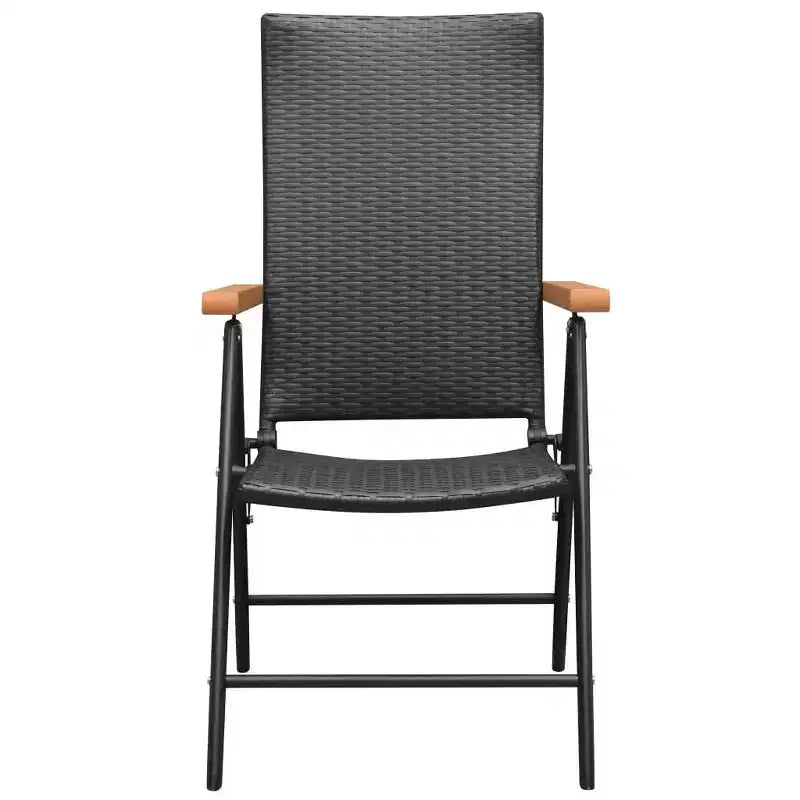 vidaXL Dining Set Black and Brown PE Rattan, WPC, Glass, Aluminum