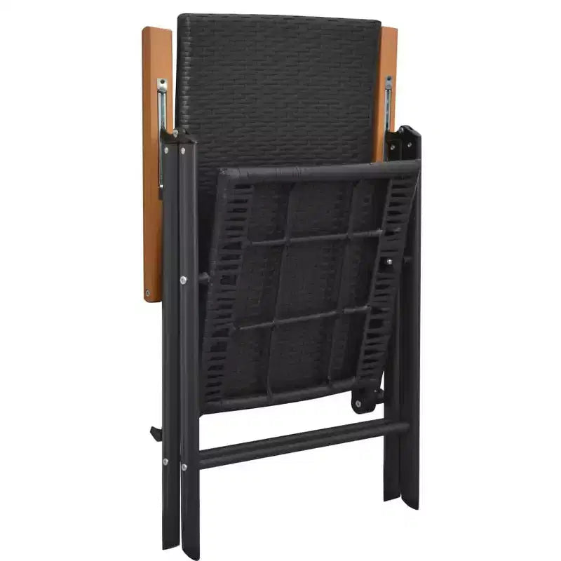 vidaXL Dining Set Black and Brown PE Rattan, WPC, Glass, Aluminum