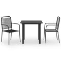 vidaXL Garden Dining Set Black Powder-coated steel, glass, cotton rope