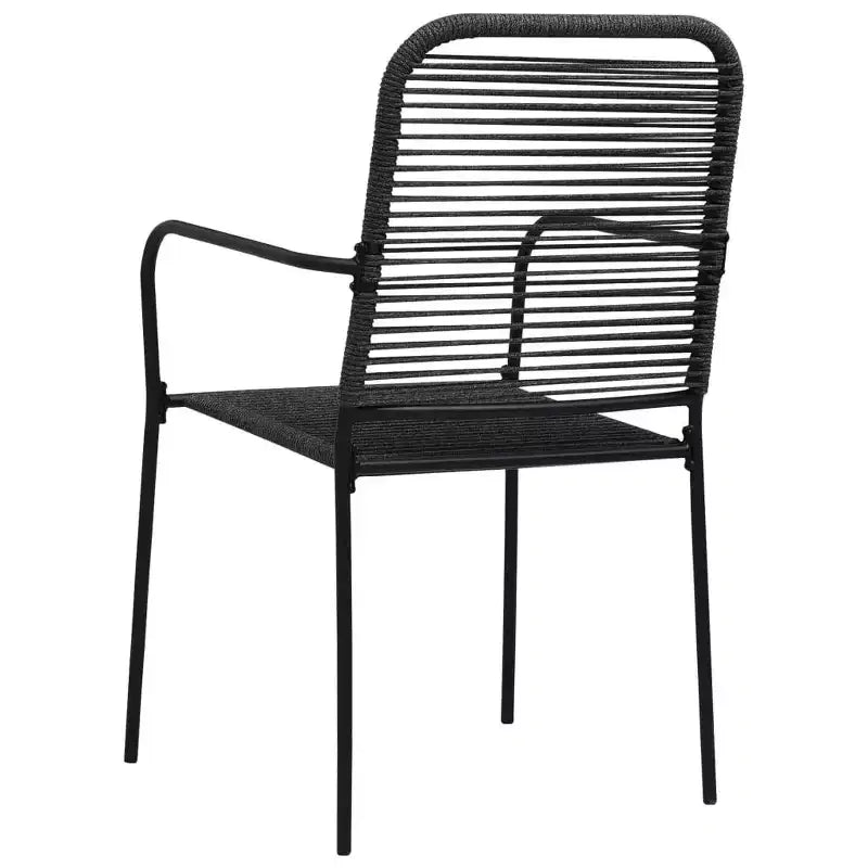 vidaXL Salon de jardin noir Acier poudré, verre, corde en coton