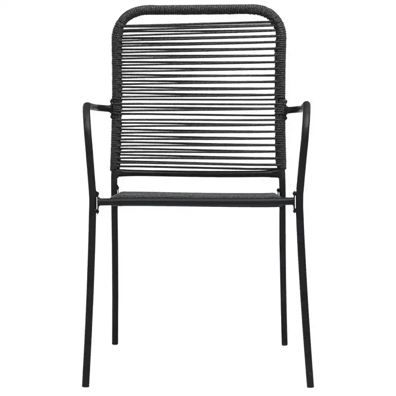 vidaXL Salon de jardin noir Acier poudré, verre, corde en coton
