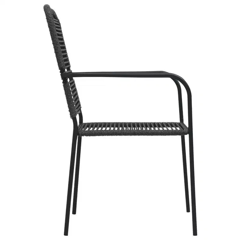 vidaXL Salon de jardin noir Acier poudré, verre, corde en coton