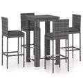 vidaXL Patio Bar Set Footrest Outdoor Bar Set Square Contemporary