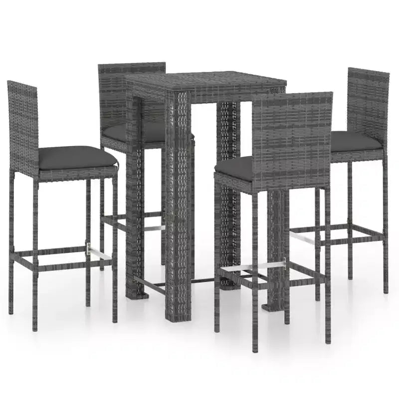 vidaXL Patio Bar Set Footrest Outdoor Bar Set Square Contemporary