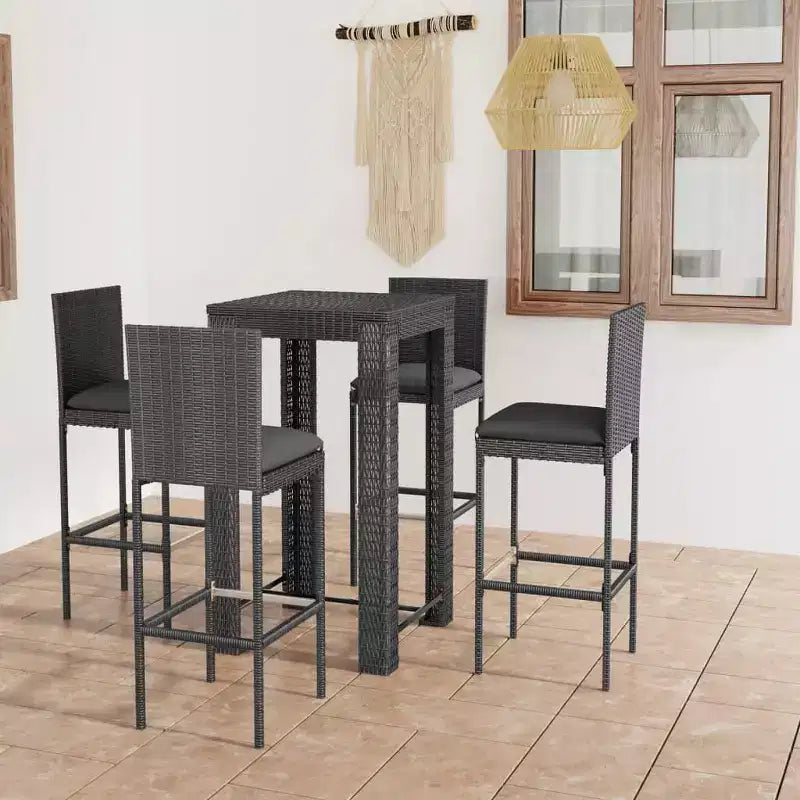 vidaXL Ensemble de bar de patio repose-pieds Ensemble de bar d'extérieur carré contemporain