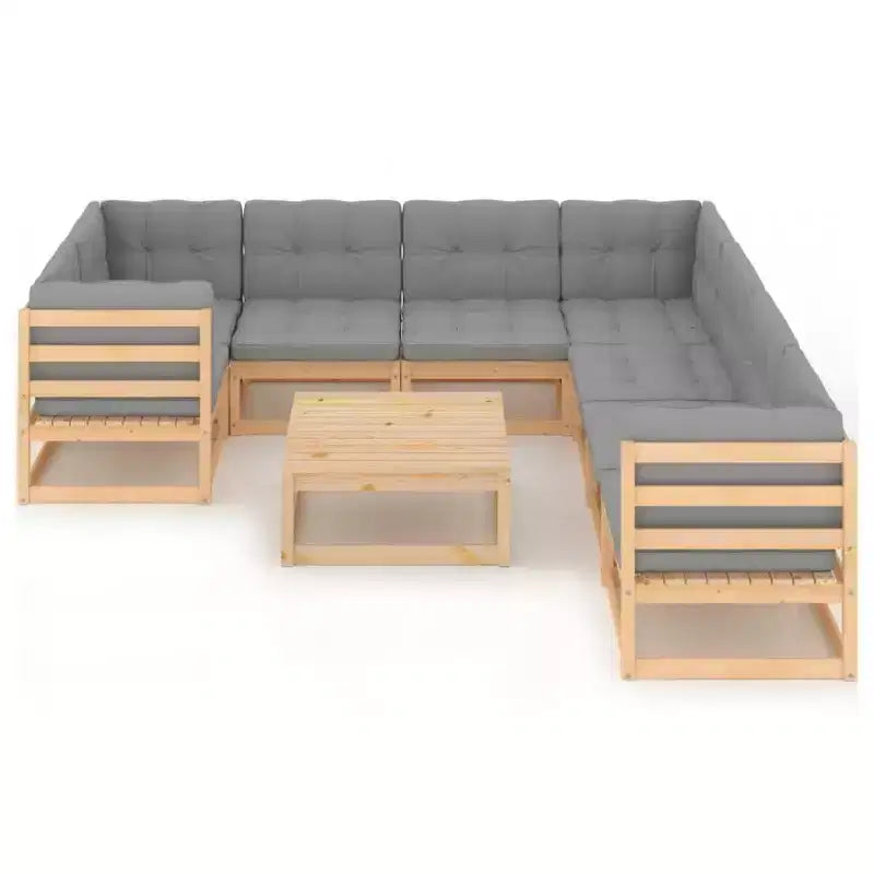 vidaXL Salon de jardin en bois naturel, gris