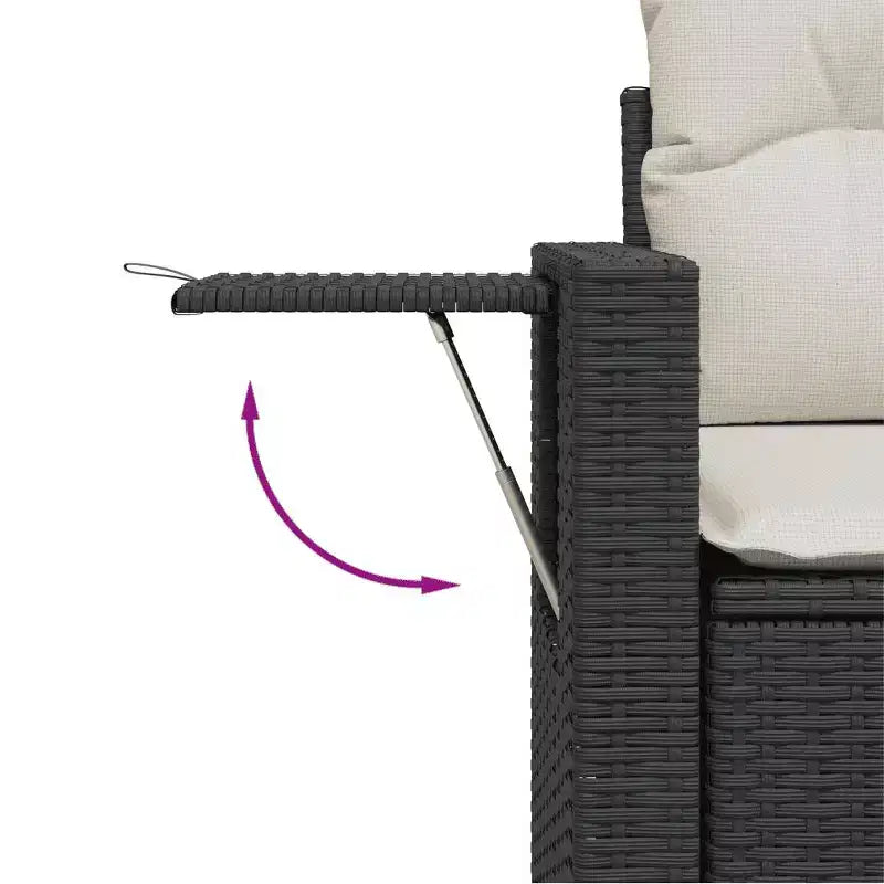 vidaXL Garden Sofa Set PE Rattan, Powder-Coated Steel, Fabric Large
