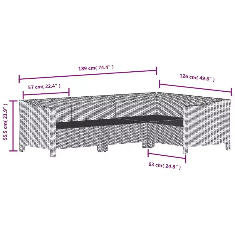 vidaXL Garden Lounge Set Grey PE rattan 7 Piece Set Modular