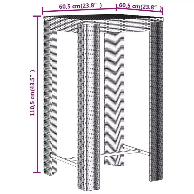 vidaXL Garden Bar Set PE rattan Standard Footrest Garden Bar Set