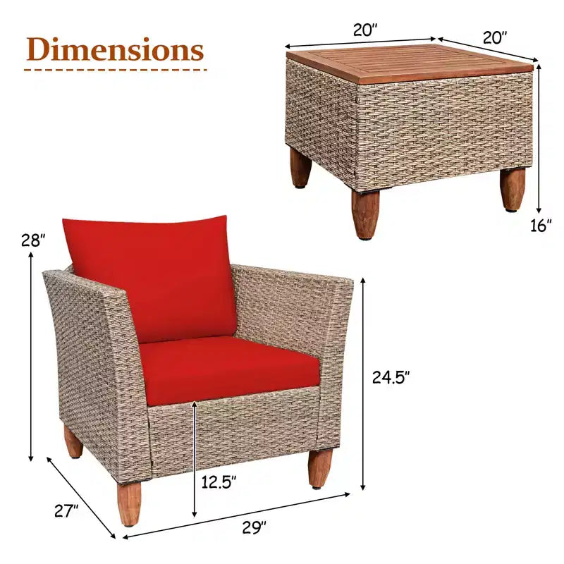 Ensemble de canapés de jardin en rotin 3 pièces Costway, mobilier de conversation en osier avec coussins