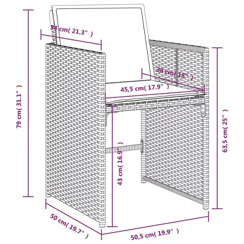 vidaXL Patio Dining Set Set of 8 Grey Poly rattan 8-seat Collapsible