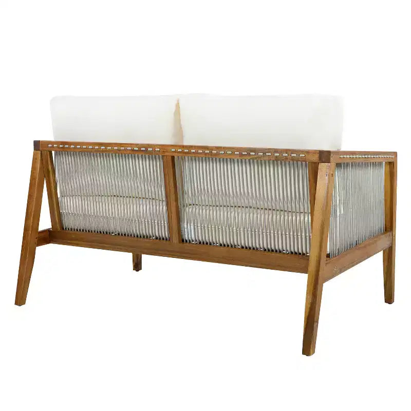 Christopher Knight Home Oliver Ensemble de patio côtier moderne 2 pièces en bois d'acacia et corde avec causeuse et table basse