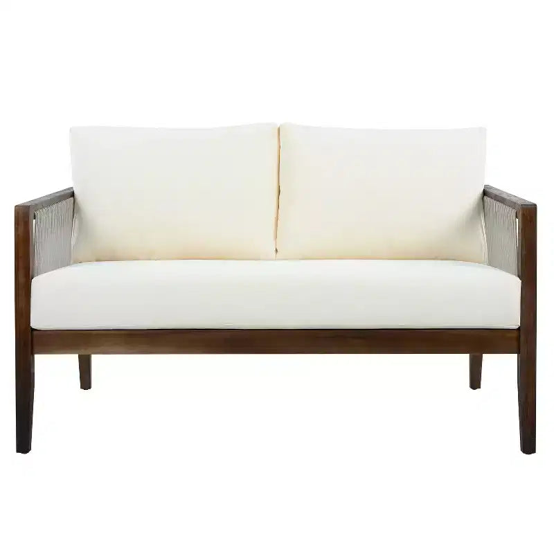 Christopher Knight Home Oliver Ensemble de patio côtier moderne 2 pièces en bois d'acacia et corde avec causeuse et table basse