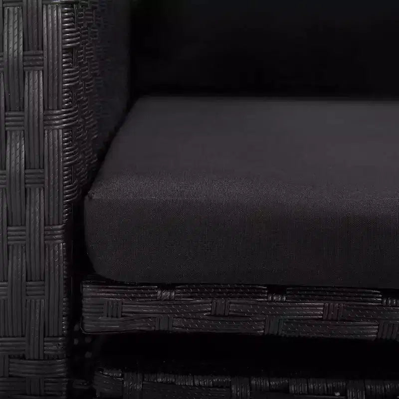 vidaXL Outdoor Dining Set with Cushion 11 pcs Black Poly rattan