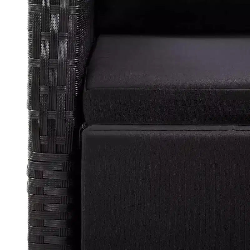 vidaXL Outdoor Dining Set with Cushion 11 pcs Black Poly rattan
