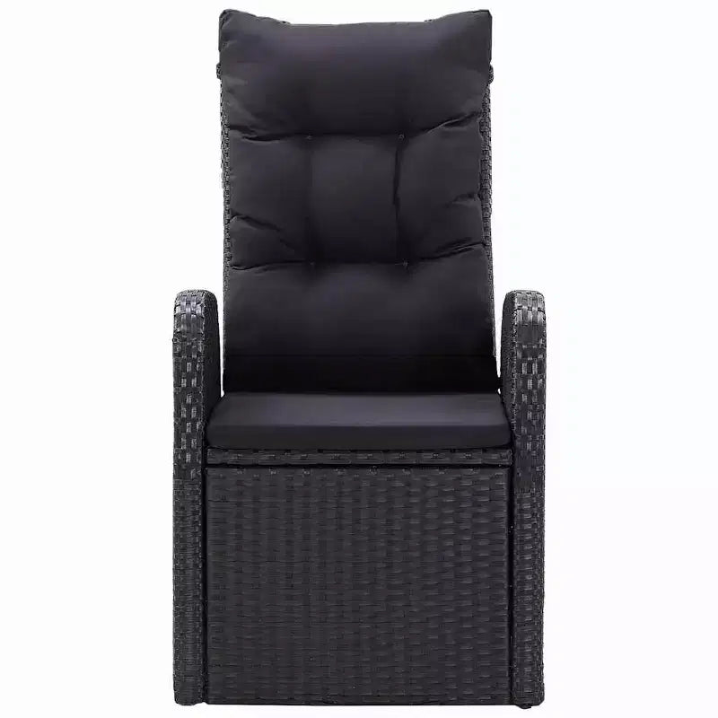 vidaXL Outdoor Dining Set with Cushion 11 pcs Black Poly rattan