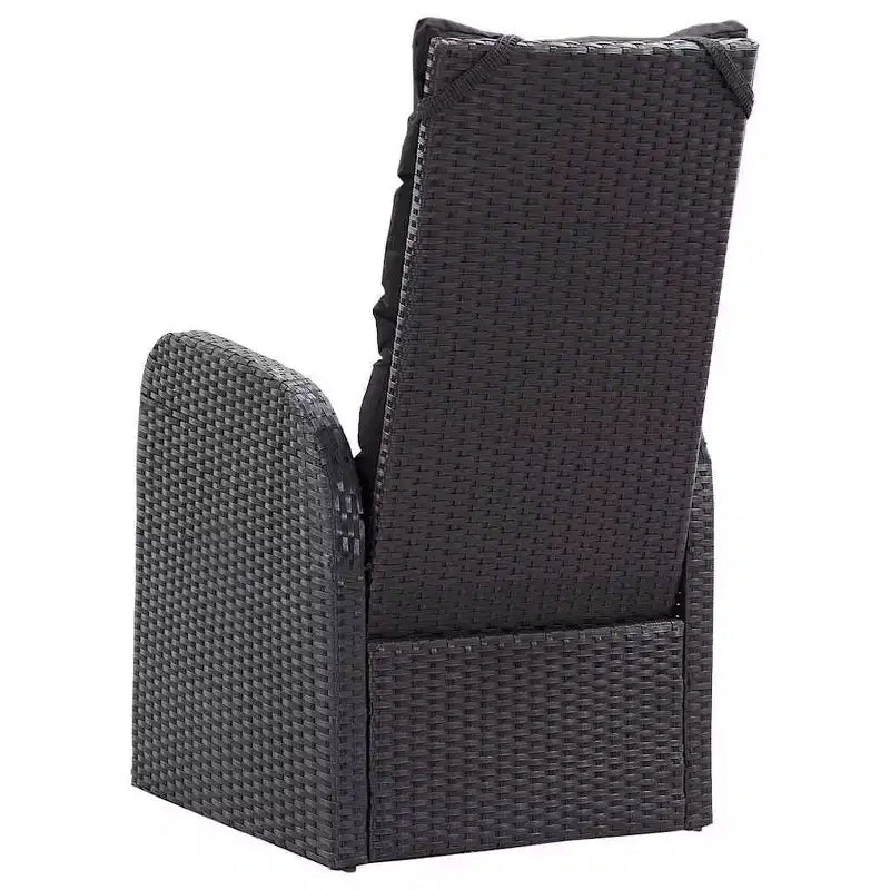 vidaXL Outdoor Dining Set with Cushion 11 pcs Black Poly rattan