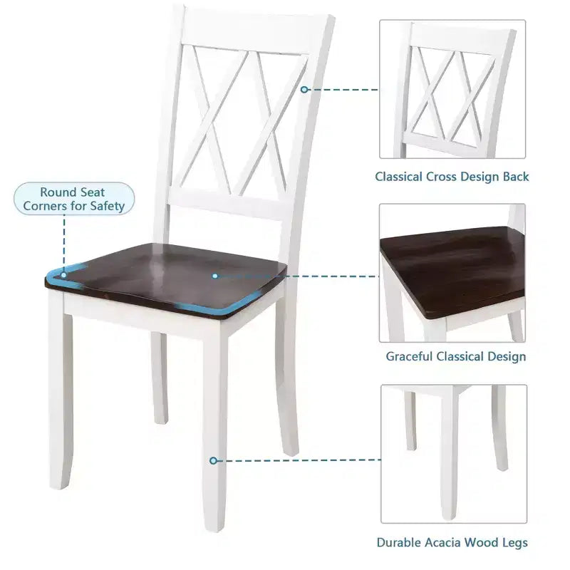 GDFStudio Arlette Farmhouse 5 Piece Wood Dining Set with Cross-Back Armless Chairs