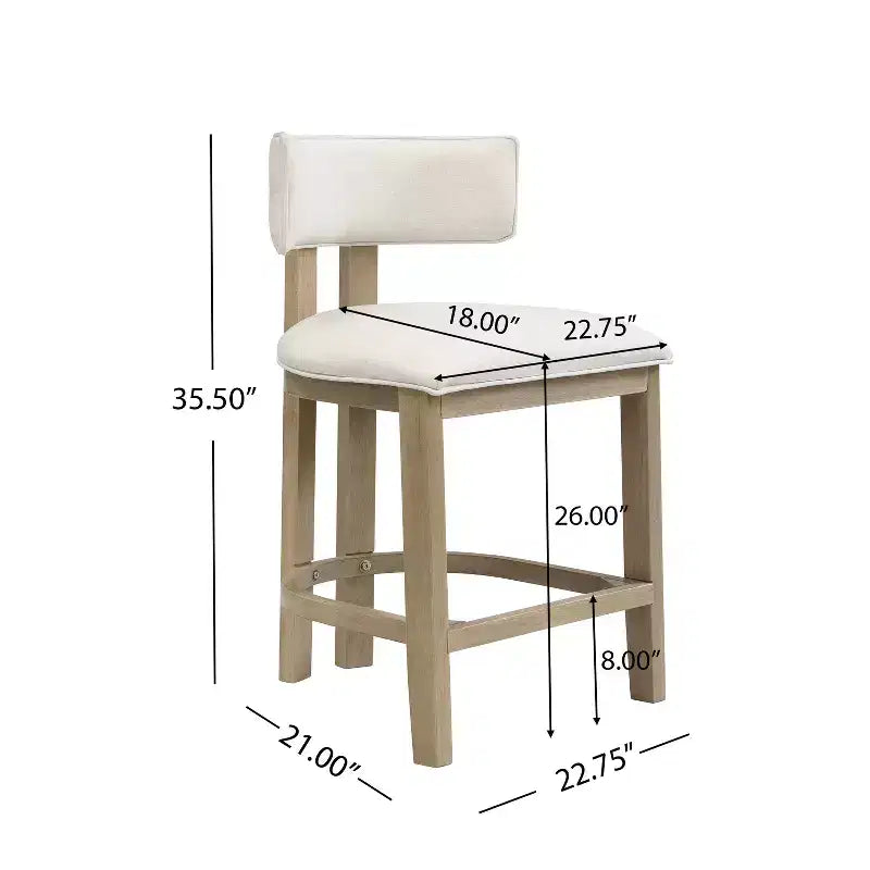 Christopher Knight Home Johnson 3 Piece Farmhouse Rubberwood Upholstered Counter Height Dining Chairs with Fluted Table