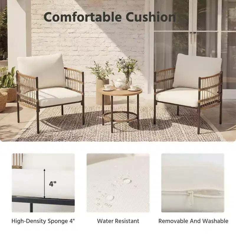 LAUSAINT HOME All-Weather Wicker Patio Conversation Set with Thick Cushions