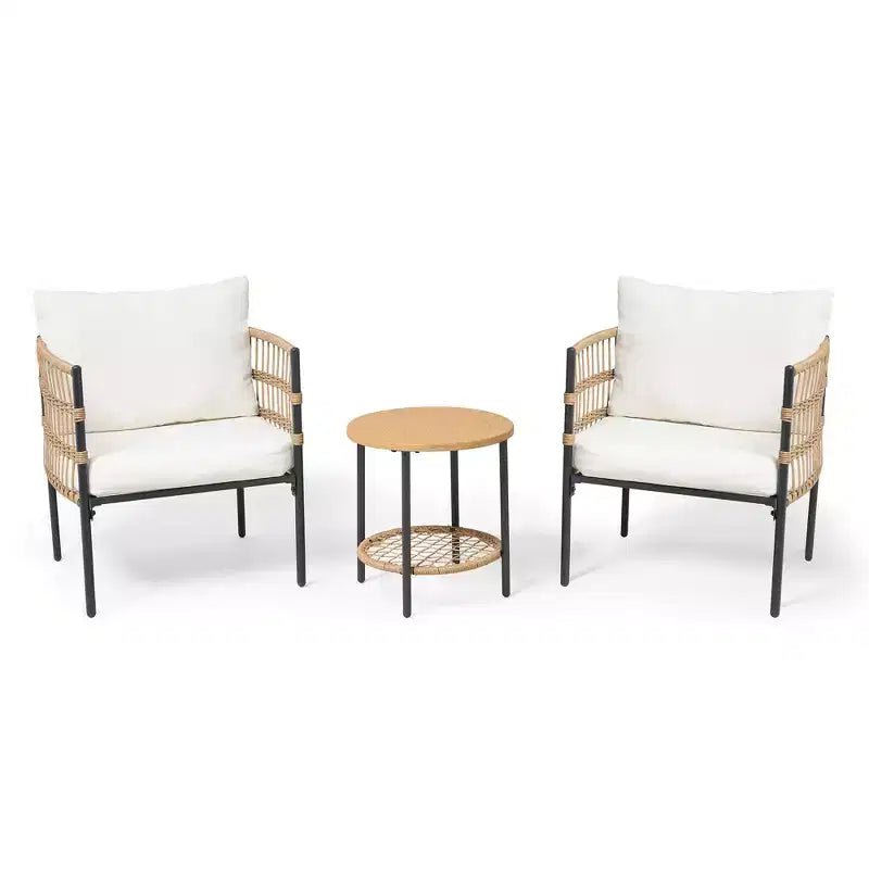 LAUSAINT HOME All-Weather Wicker Patio Conversation Set with Thick Cushions