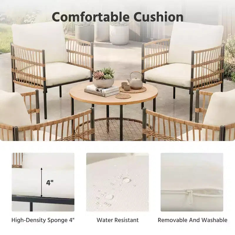 LAUSAINT HOME All-Weather Wicker Patio Conversation Set with Thick Cushions