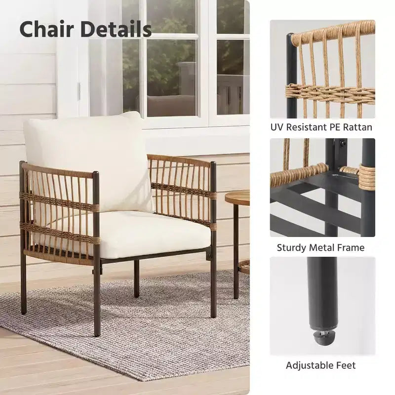 LAUSAINT HOME All-Weather Wicker Patio Conversation Set with Thick Cushions